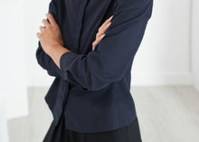 Load image into Gallery viewer, Wrinkled Tux Shirt in Navy

